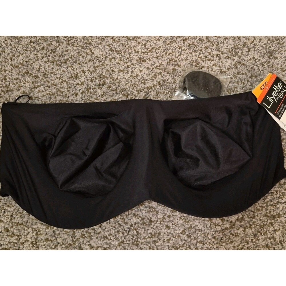 LILYETTE by BALI Bra Strapless Underwire Minimizer 42DD New 0939 Black